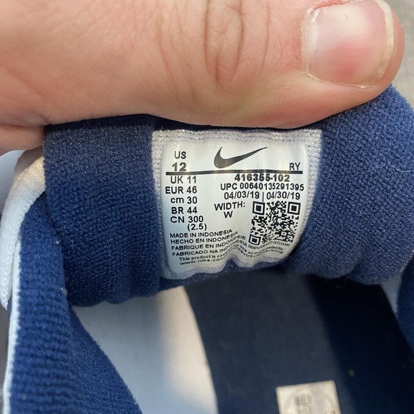 Nike Air Monarch IV Shoes Mens Size 12 White Navy Training Sneakers 416355-102 - Picture 8 of 10